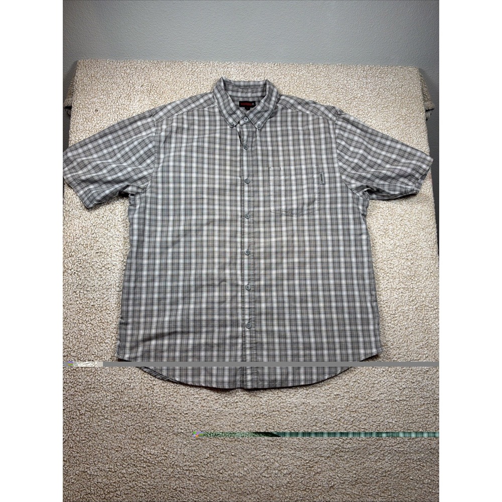 Wolverine Button Down Shirt Men's XL Short Sleeve Gray Glen Plaid Workwear